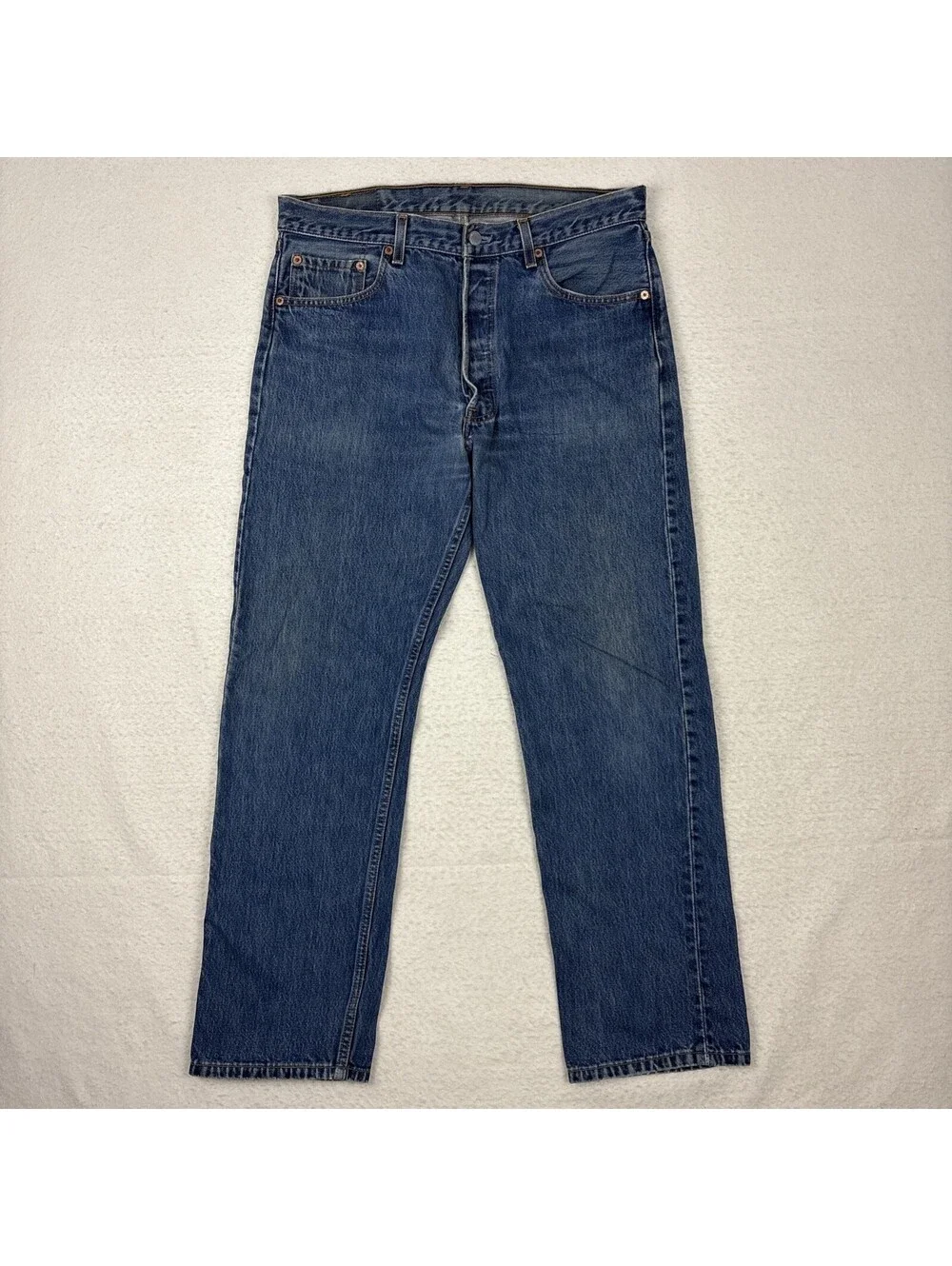 Vintage Levi’s 501 90s Made In USA Faded Blue Jeans 34x30 (Fits 34x29) Button